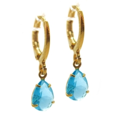 Brinco Argola Click Gotas Zircônia Diversas Cores - Kamene Joias 