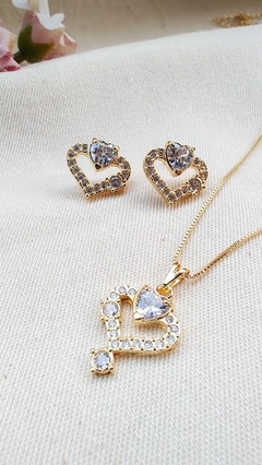 Conjunto coração com zircônias - comprar online