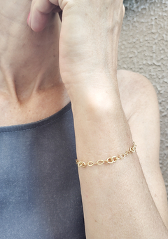 Pulseira elos redondo banhada a ouro
