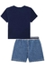 CONJ. CAMISETA EM MALHA PIQUET E BERMUDA JEANS BELLINI AZUL MARINHO LUC.BOO 78347 - comprar online