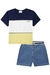CONJ. CAMISETA EM MALHA PIQUET E BERMUDA JEANS BELLINI AZUL MARINHO LUC.BOO 78347