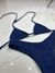 Top cortininha azul marinho texturizado