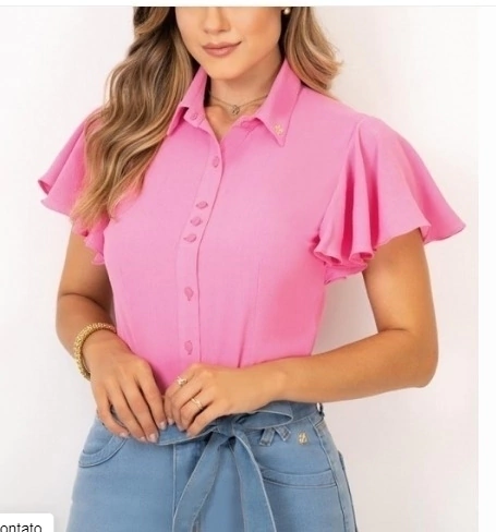CAMISA ROSA MANGA FLUIDA VT 9640