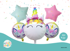 GLOBO SET UNICORNIO REDONDO 5 PIEZAS - comprar online