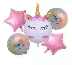 GLOBO SET UNICORNIO REDONDO 5 PIEZAS