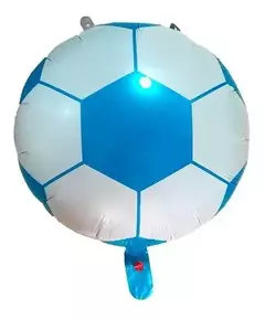 GLOBO METALIZADO PELOTA FUTBOL - Azul Clarito