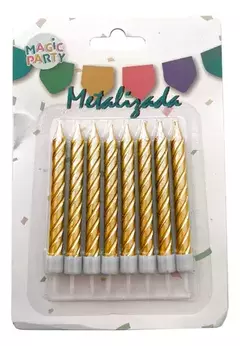 Velas Metalizadas Torneadas 8 cm. - Azul Clarito