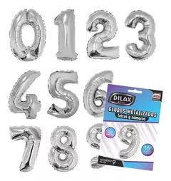 Globos Numero Metalizado Colores 16 40cm - comprar online