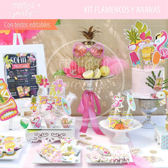 Kit imprimible flamencos y ananás