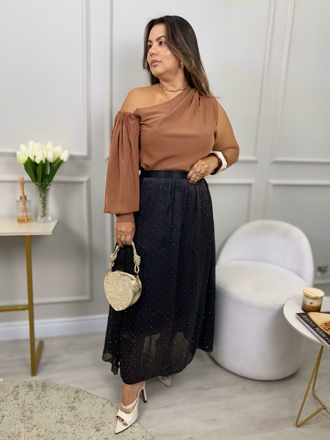 Saia mídi em tule Antonella