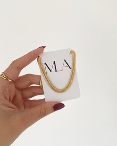 Colar choker fio alemão malha banhado em Ouro 18k