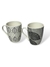 Jarro Mug Ceramica Hojas Blanco-Negro Gris 370Ml