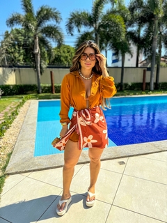 Chemise manga longa caramelo - loja online