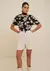 T-Shirt Morena Rosa Decote Redondo Estampada Preto