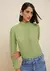 Blusa Morena Rosa Gola Alta Manga Longa Detalhe Ombro Verde