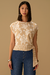 BLUSA AJUSTADA DECOTE CANOA MANGA CURTA CROPPED - BEGE - comprar online