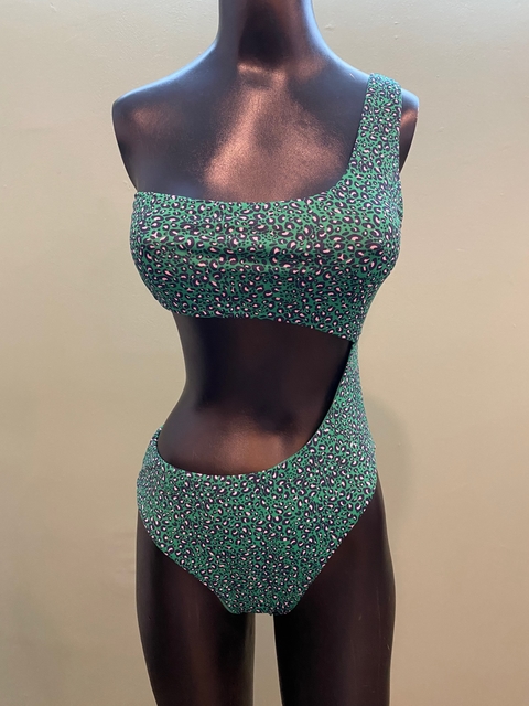 Trikini verde esmeralda amnimal print.