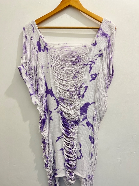 Blusón deshilado morado tie-dye