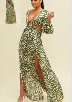 Maxi vestido verde zebra