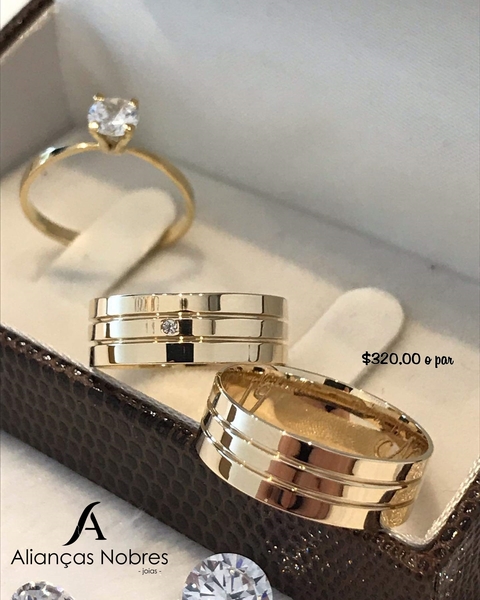 Alianças em Moedas Antigas 8mm Retas Friso e Pedra