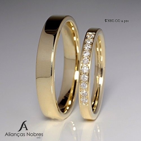 Aliancas em Moedas Antigas 4mm Retas Pedras Centrais