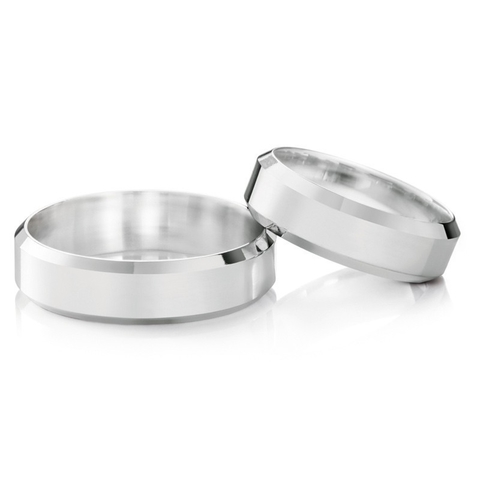 Alianças em Prata 6mm Chanfradas
