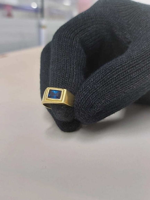 Anel em Moedas Antigas Pedra Azul Masculino