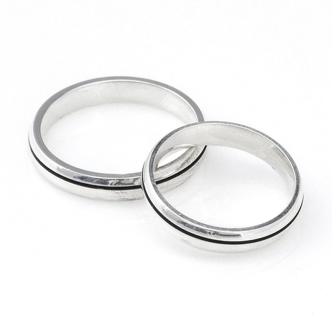 Alianças em Prat 4mm Abauladas Friso Lateral Envelhecido