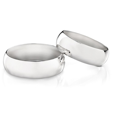 Alianças em Prata 6mm abauladas