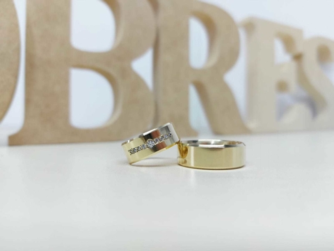 Alianças em Moedas Antigas 8mm Chanfrada Cravejada