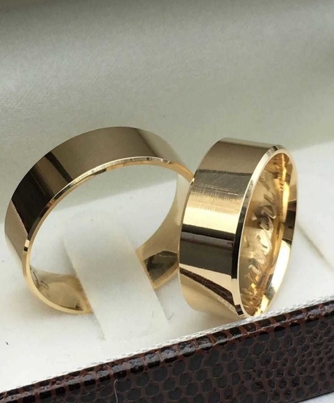 Alianças em Moedas Antigas 8mm Chanfradas