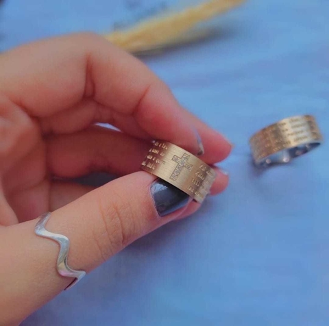 Alianças em Moedas Antiga 10mm Retas com Pai Nosso