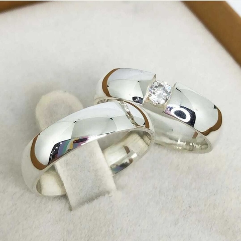 Par de Alianças em Prata 6mm Abauladas Flutuante