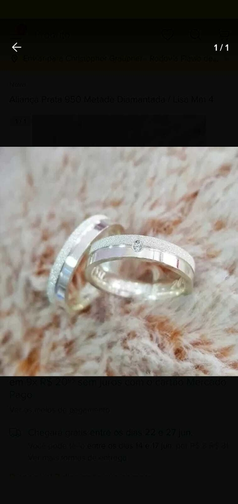 Par de Alianças em Prata 950 4mm Retas com Jateado e Pedra