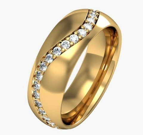 Alianças em Moedas Antigas 6mm abauladas Friso em Pedras Ondulado