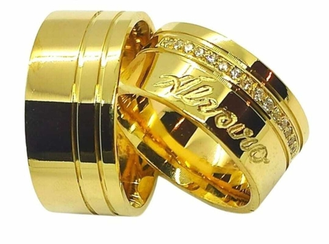 Alianças em Moedas Antigas 10mm Retas com Nome Externo