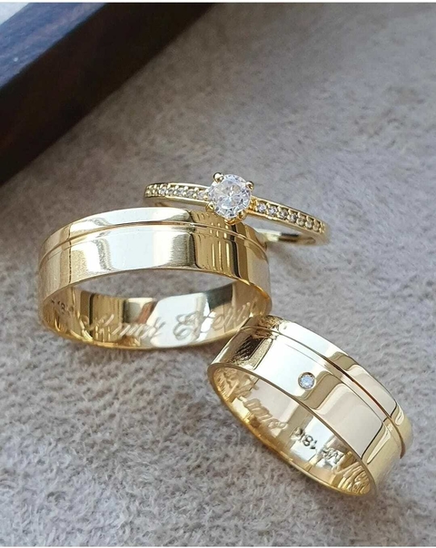 Alianças em Moedas Antigas 6mm Retas + Solitario