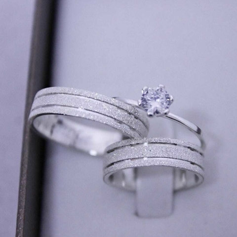 Combo Alianças em Prata 950 + Solitario (5mm)