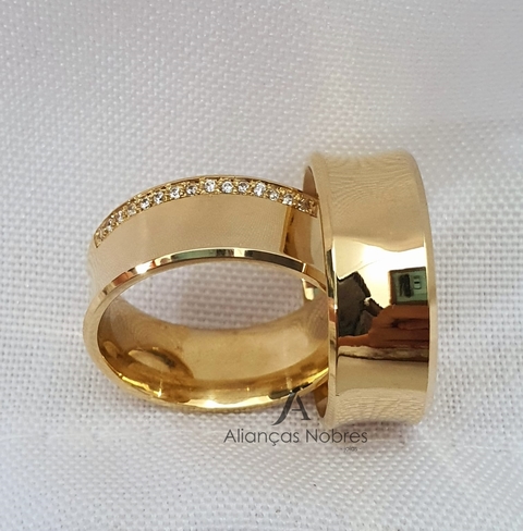 Alianças em Moedas Antigas em 8mm Concavas com Chanfro e Pedras