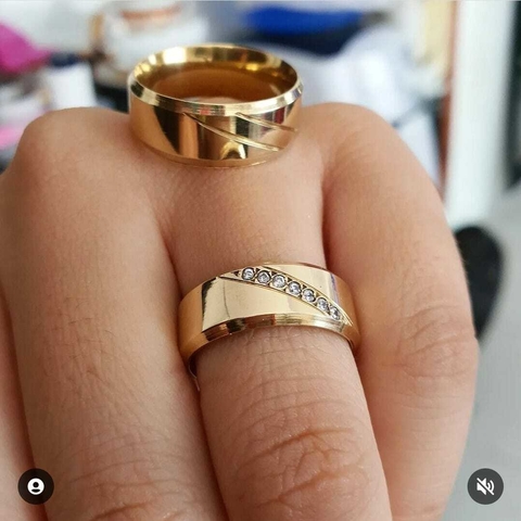 Par de Alianças em Moedas Antigas 8mm Chanfradas com 7 Pedras Diagonais