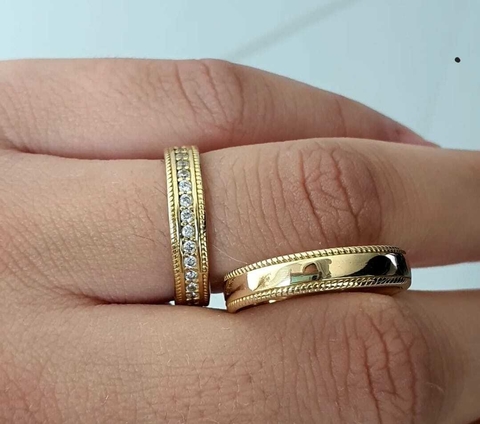 Alianças em Moedas Antigas 5mm Cravejada