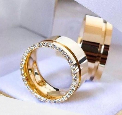 Alianças em Moedas Antigas 10mm Pedras na Lateral