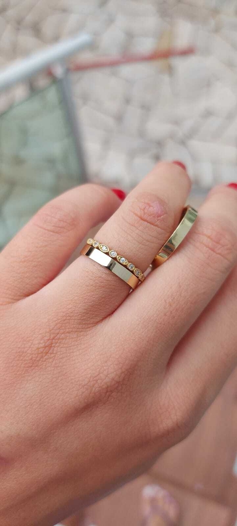 Combo Alianças em Moedas 3mm + Aparador Cravejado