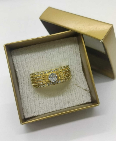 Anel em Moedas Antigas Pedra Central Grande