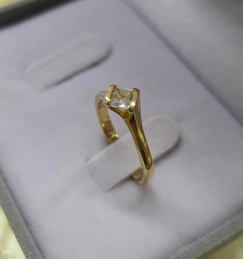 Anel Solitario em Moedas Antigas Pedra Carré 3x3