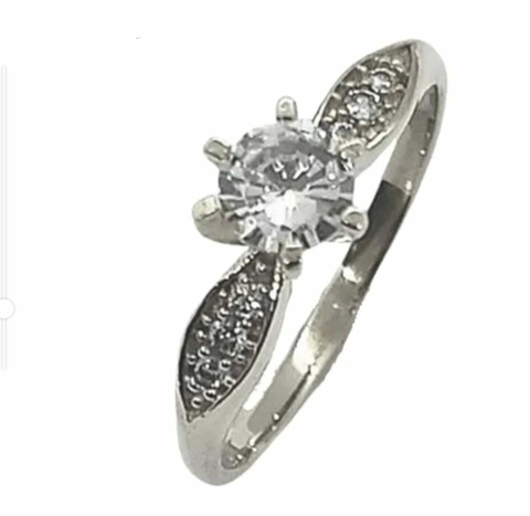 Anel Solitário em Prata Aviador