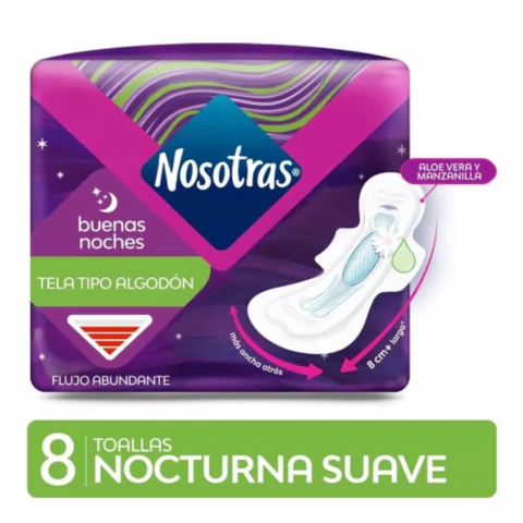 NOSOTRAS Toalla buenas noches curv (tipo algodón) x 8 unidades