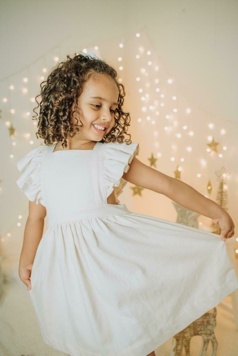 Vestido Marina - Costas Fechadas - Linho Off White