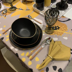 Platos playos X4 Black & Beige - tienda online
