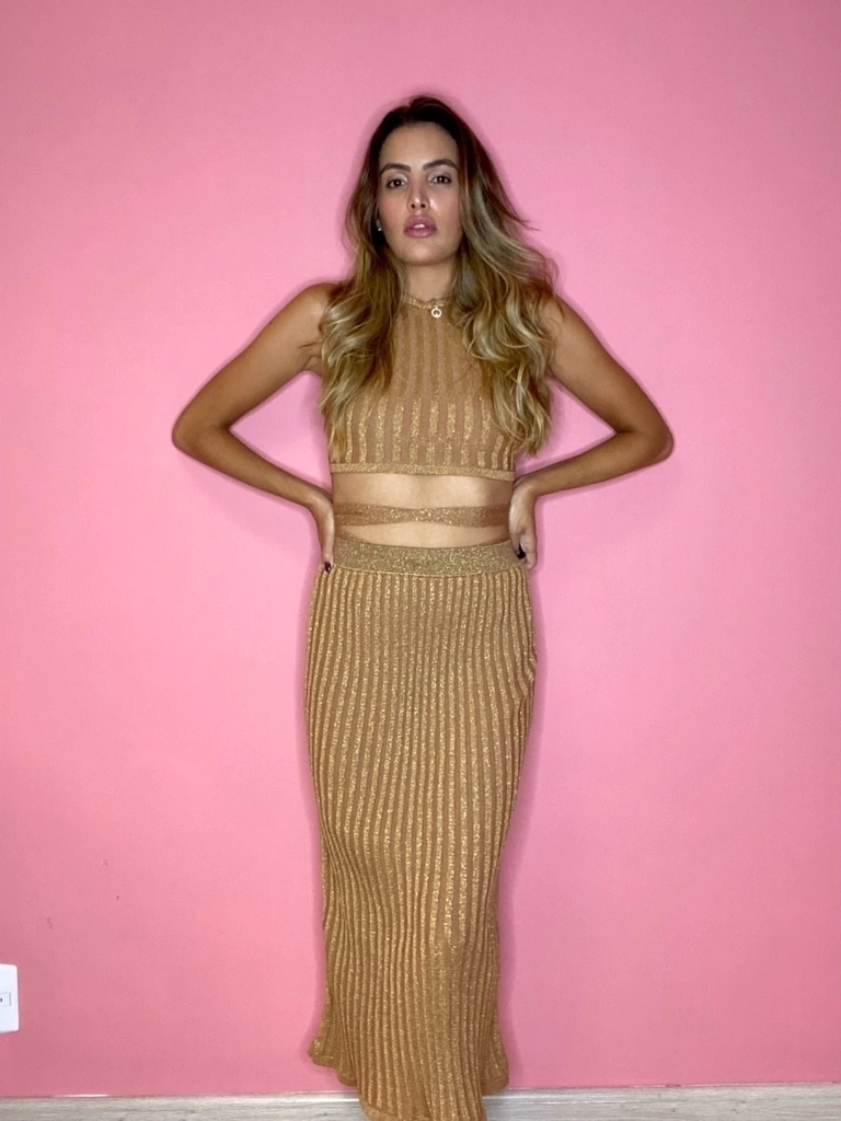 Conjunto tricot com lurex